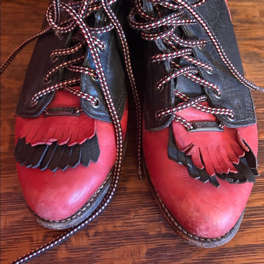 Double H women’s leather lace up boots, size 7 1/2, black and red - Picture 5 of 8